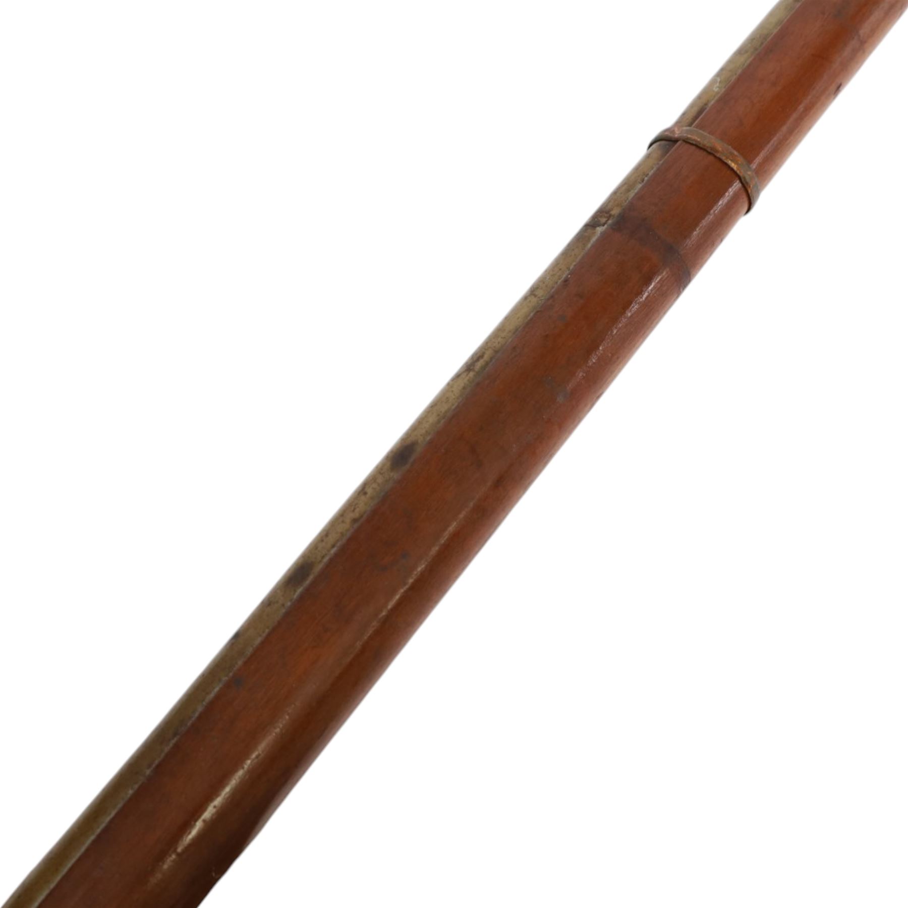  Indian matchlock jezail from the Royal Jaigarh Fort, Jaipur, the plain 51 inch barrel with flared muzzle, stamped to breech 'JPR/EXR/2/7333' on a full wooden stock, overall length 180cm, together with certificate of authenticity on Rajmahal Palace Office headed paper, dated 11th March 1978