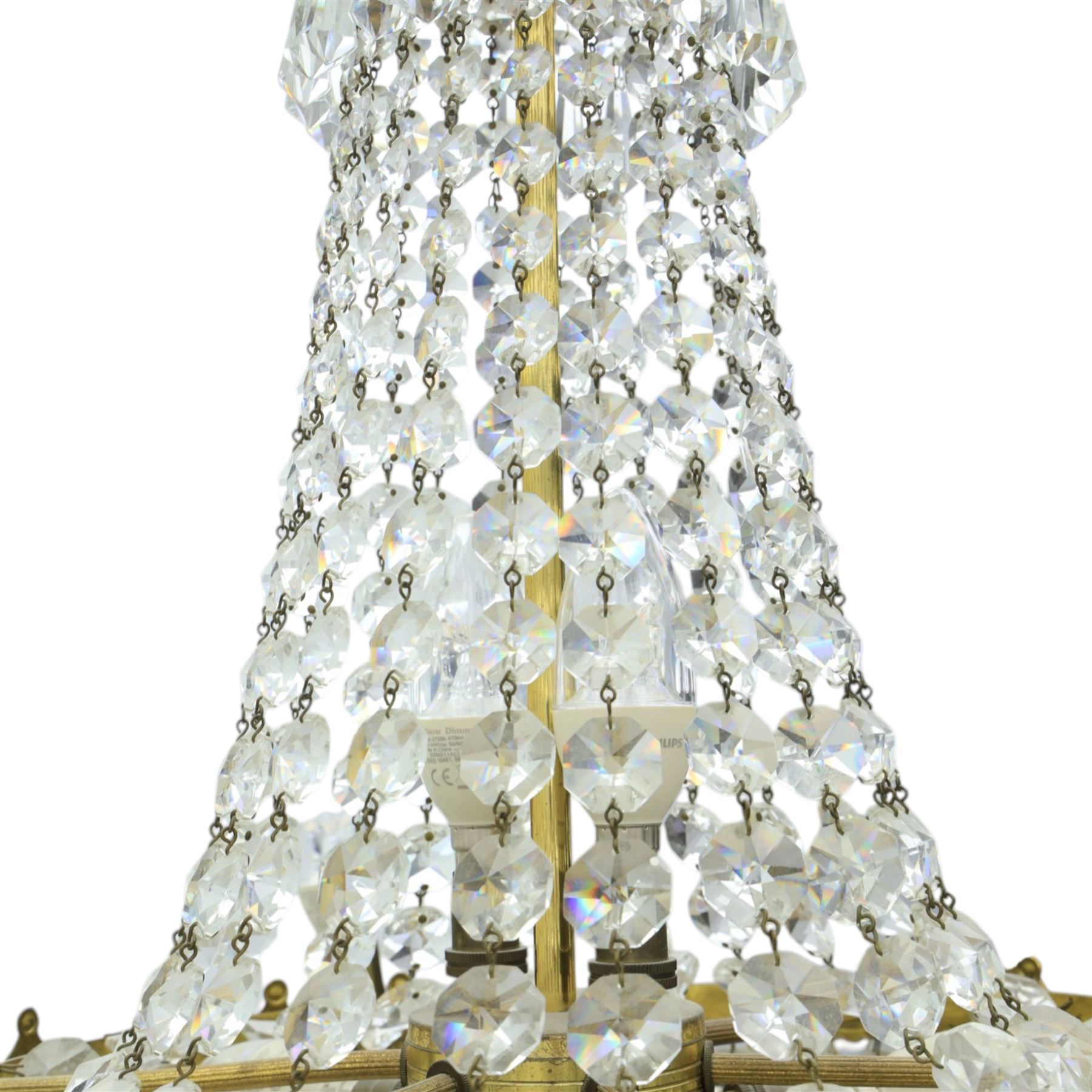 Late 20th century glass six branch chandelier, beaded glass  
