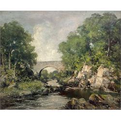 Scottish School (Early 20th century): Bridge of Alvah - Banff, oil on canvas, possible indistinct monogram l.r., titled in a later hand verso 49cm x 59cm