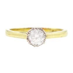 18ct gold single stone round brilliant cut diamond ring, hallmarked, diamond 0.33 carat
