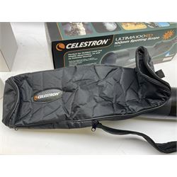 Celestron Ultima 100ED zoom spotting scope, model no. 52253, carrying case, instruction manual and in original box