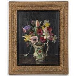 Emily Beatrice Bland (British 1864-1951): 'Flowers' in a Jug, oil on panel unsigned, titled dated 1919 and attributed on Walker's Galleries label verso, 34cm x 25cm