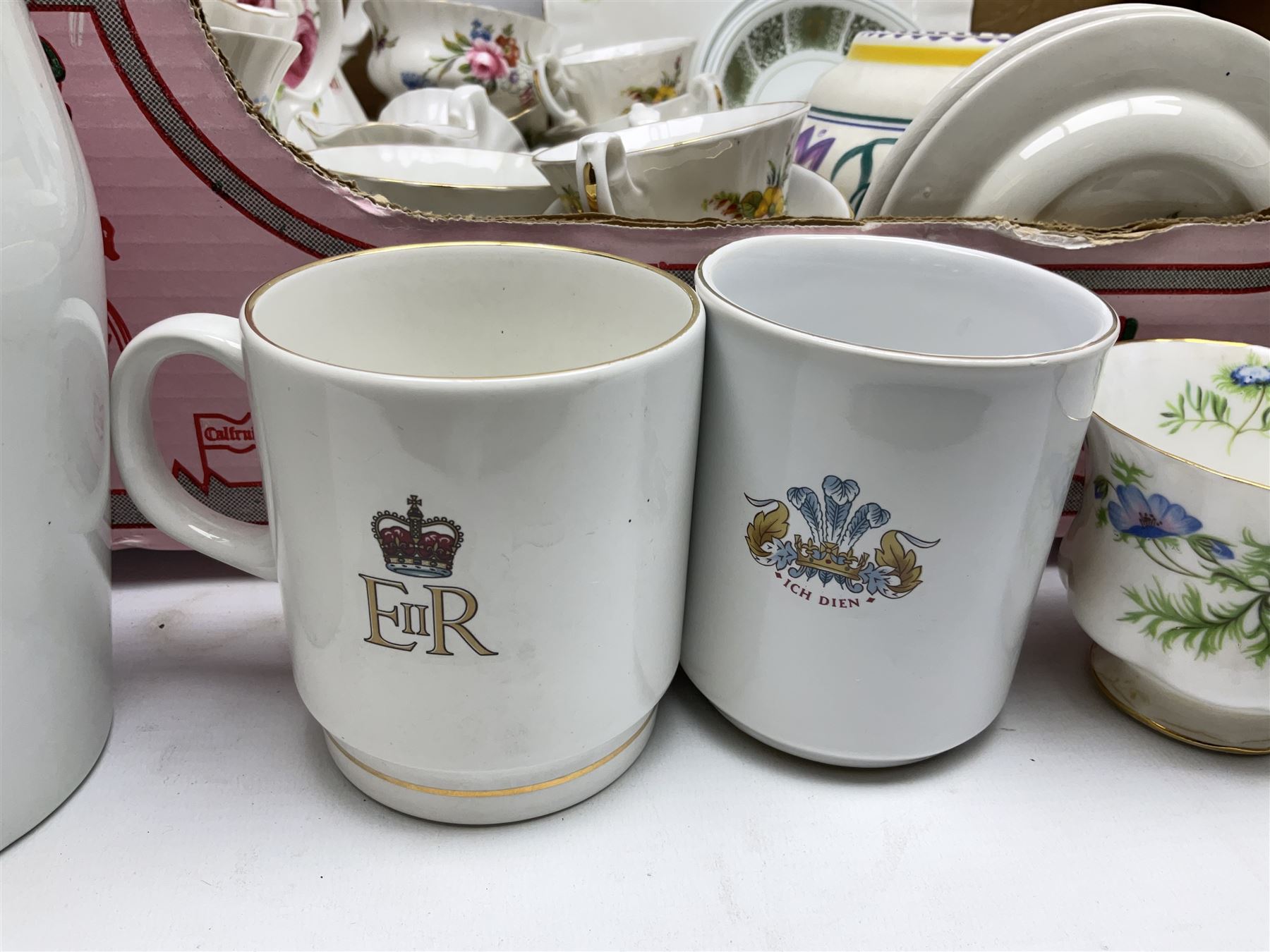 Poole vase decorated with flowers, no 877, Copeland Spode Dauphine pattern coffee service for six, and floral Richmond teawares