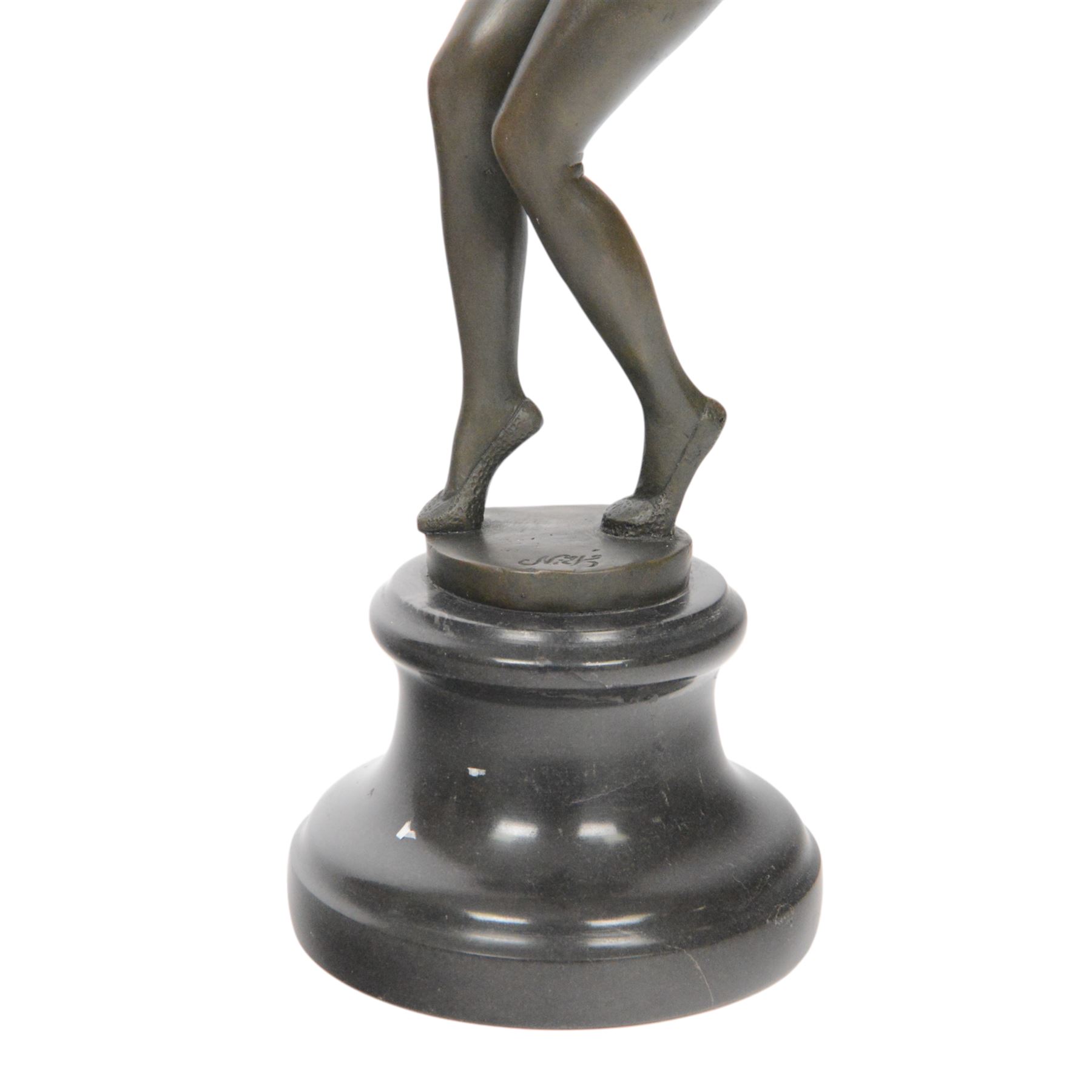  Art Deco style bronze figure of a dancer, upon a socle base, H37cm