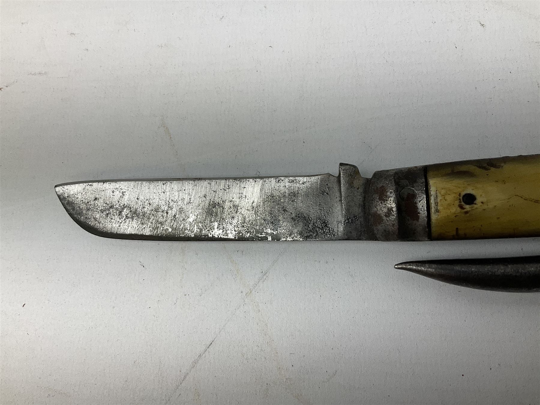 Early 20th century Royal Garrison Artillery Orkney army folding jack/clasp knife, the blade inscribed 'Orkney R.G.A.(T) and marked F. Newton Premier Sheffield, with blade and marlin spike and horn grips