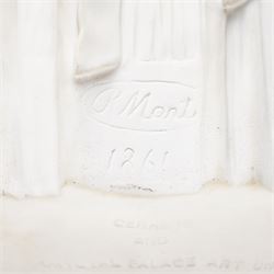 After Monti, Raffaele - 'The Bride', 19th century Copeland Parian bust, stamped Copeland and incised R Monti 1861 to the back, impressed Ceramic Crystal Palace Art Union to underside, H37cm