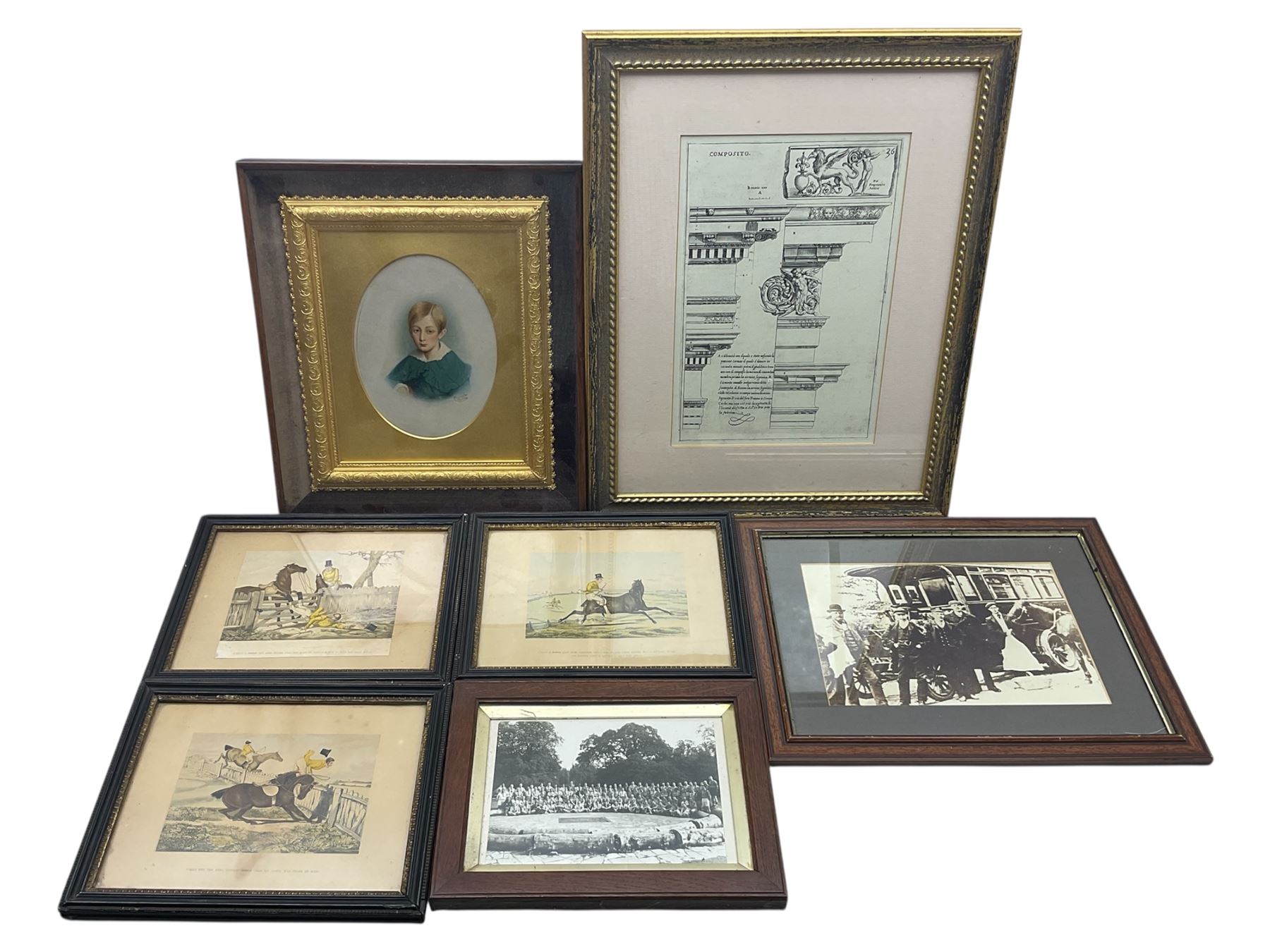 Victorian hand tinted photograph portrait depicting a boy, signed Chancellor Dublin, with other engravings and photographs