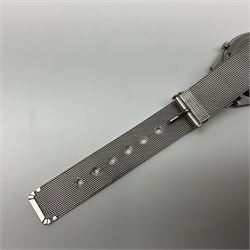 Seiko 5 gentlemans automatic stainless steel wristwatch, with blue dial, yellow markers and day/date apeture, ref no. 7009-3171, on stainless steel strap