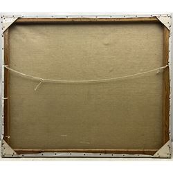 Manner of Winifred Nicholson (British 1893-1981): View from a Window with Flowers and Conch Shell, oil on canvas unsigned, inscribed verso 83cm x 100cm (unframed)