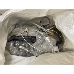 Extensive collection of scratch built buildings for use on ‘00’ gauge model railway layout, small amount of accessories and tools with a quantity of railway magazines and leaflets, in three boxes 