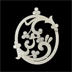 Silver and cubic zirconia openwork pendant, stamped 925