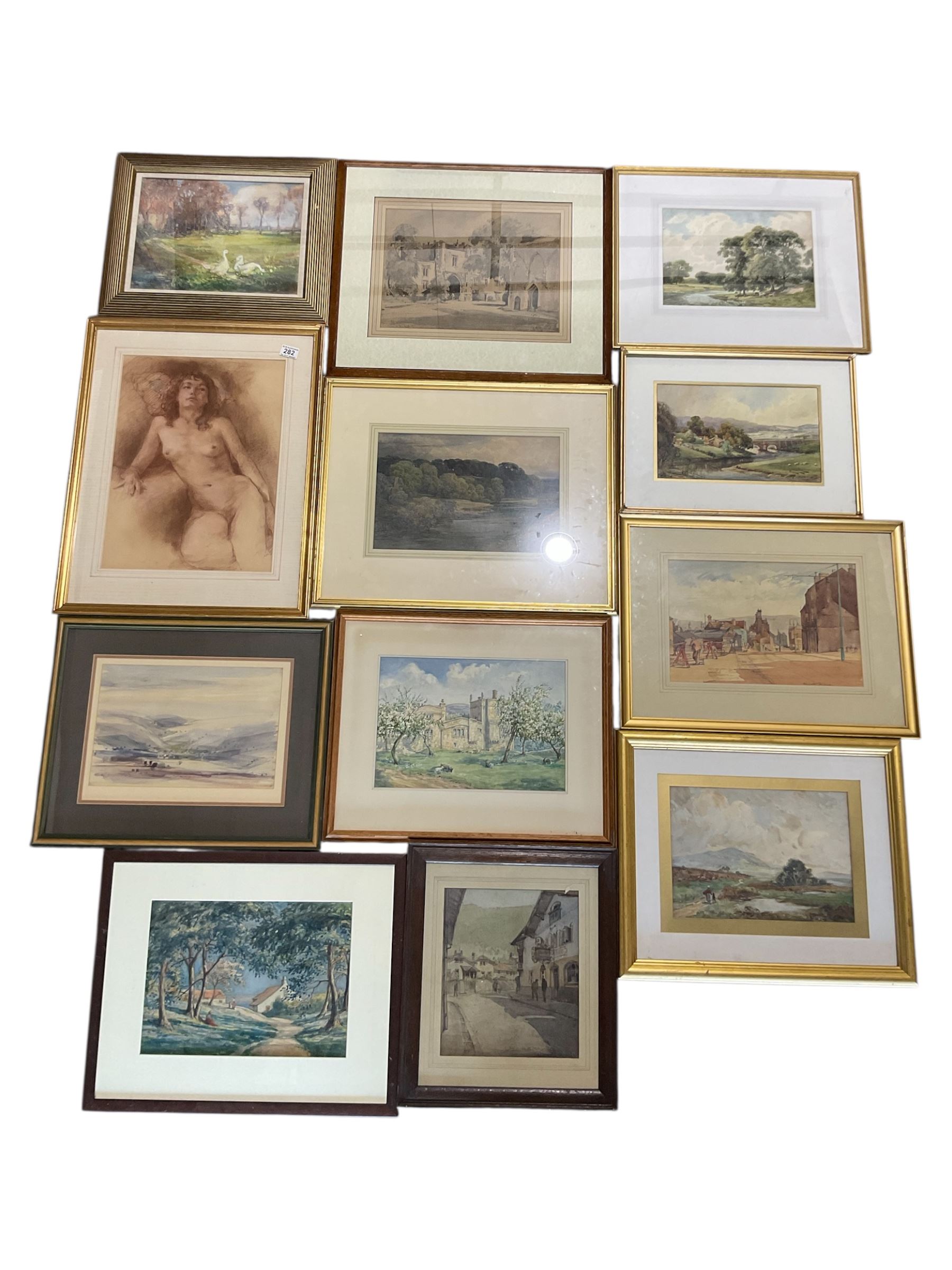 Collection of principally early 20th century watercolours, artists including M Thorpe, WH Sugden, Johnstone Rough, Percy Lancaster, Kenneth Holmes, William Ashton, James Leslie Brooke, Tom Whitehead, Mary Ann Lord, etc (12)