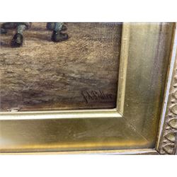 John Anthony Puller (British 1799-1886): The Stubborn Donkey outside 'S Brown's Greengrocer', oil on canvas signed 19cm x 24cm 