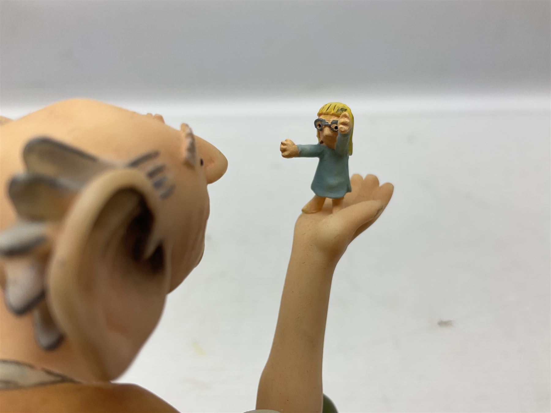 Ten Robert Harrop figures, comprising The World of Roald Dahl Mr Twit RD04 and The BFG RD03, boxed, The Camberwick Green Collection limited edition Mrs Honeyman CG04, The Mayor CGL04 and The Mayor and Philby in the Memorial Car CG68, The PG Chimps Collection Dolly PG003, boxed, Andy Capp by Reg Smythe Andy Capp AC01 and Flo AC02, boxed, and Country Companions English Setter CC21 and Flat Coat Retriever Fisherman CC13, boxed