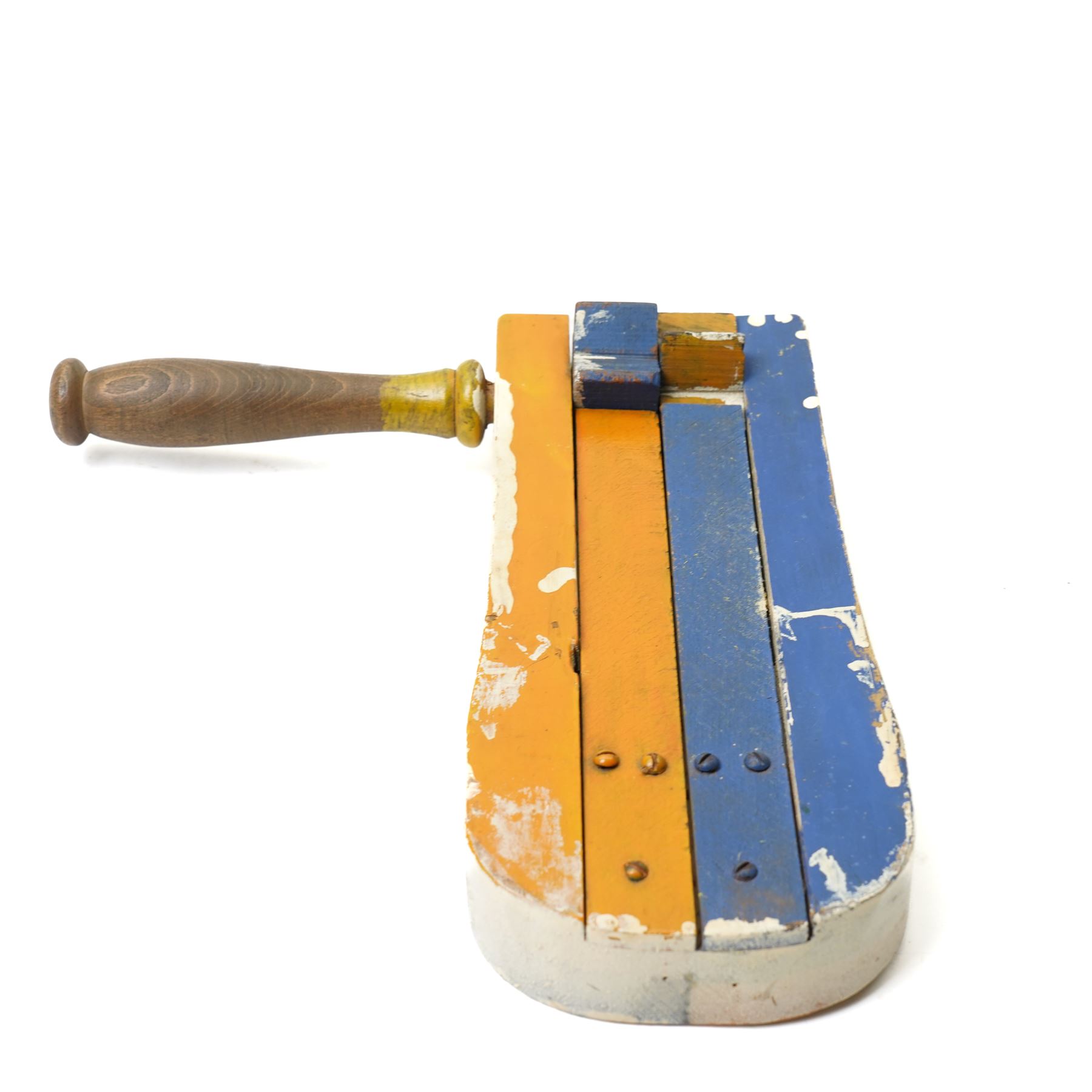 Vintage wooden bird scarer with later painted decoration