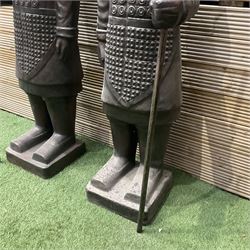 Pair of large terracotta warriors holding a spear (H150cm) - THIS LOT IS TO BE COLLECTED BY APPOINTMENT FROM DUGGLEBY STORAGE, GREAT HILL, EASTFIELD, SCARBOROUGH, YO11 3TX