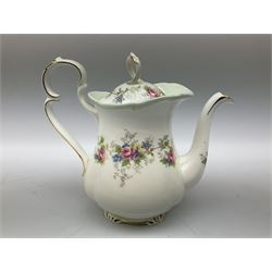 Royal Albert Colleen pattern tea ware comprising teapot, milk jug, sucrier, four cups and six saucers