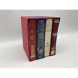 Four Folio society books, including Grimms Fairy Tales, The Arabian Nights, Hand Andersen's Fairy Tales, together with a large collection of Bancroft classics books etc