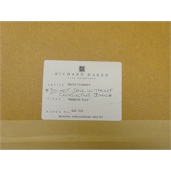 David John Crockett (British 1923-2009): 'Hampton Lucy', watercolour signed, titled on Richard Hagen gallery label verso 17cm x 25cm