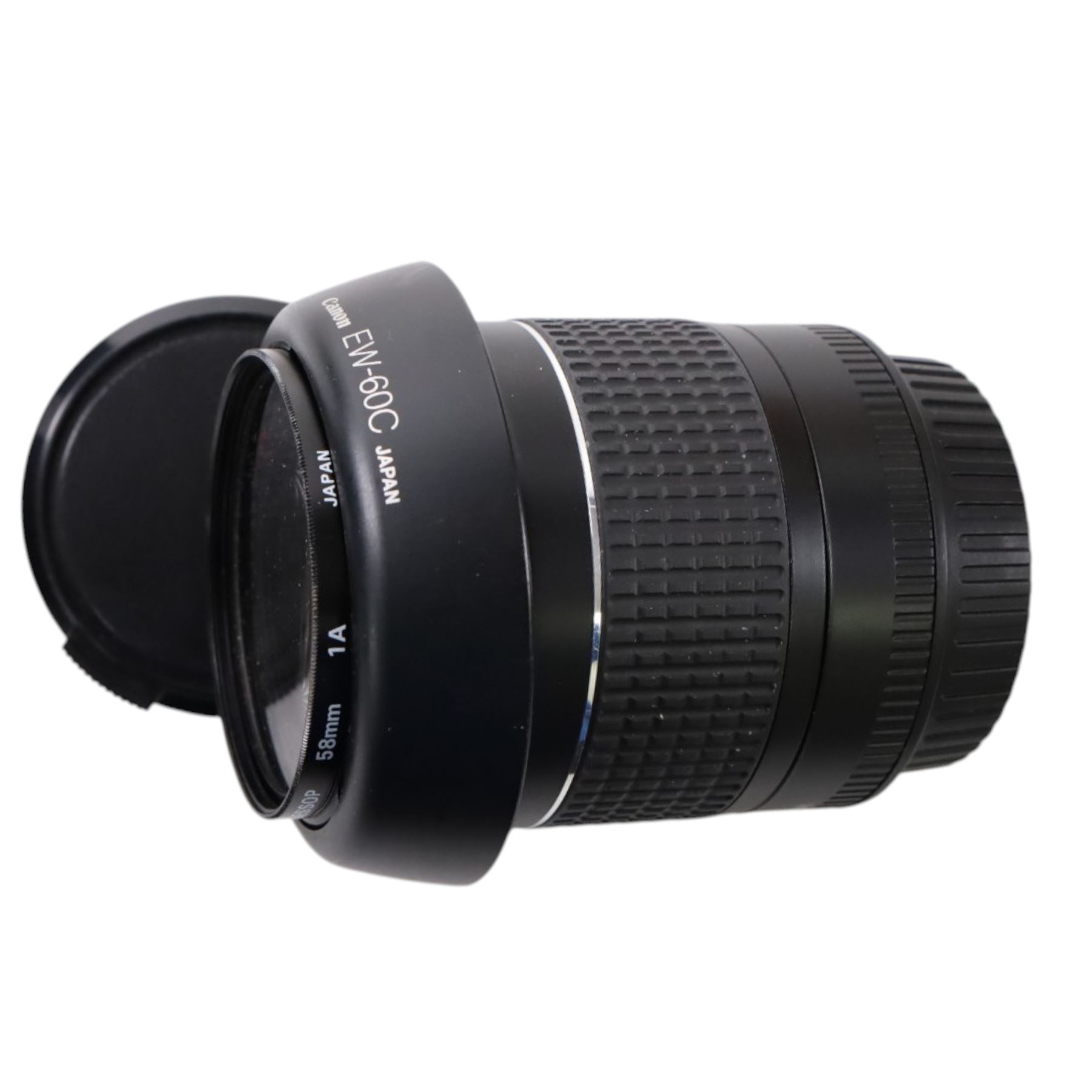 Eight camera lenses, comprising Canon Ultrasonic Zoom EF 75-300mm 1:4-5.6 lens, AF Nikkor 35-70mm 1:3.3-4.5 lens, Nikkor 60-180mm 1:4.5-5.6 lens, Canon Zoom EF 28-80mm 1:3.5-5.6 lens, Canon Zoom EF 80-200mm 1:4.5-5.6 lens, Sigma 70-300mm 1:4.6-5.6 DL Macro, Sigma Zoom 70-210mm 1:4-5.6 UCII lens and a Sigma AF 70-300mm 1:4-5.6 APO Macro lens, all with lens caps