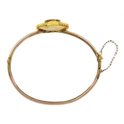 Victorian gold seed pearl Etruscan revival hinged bangle