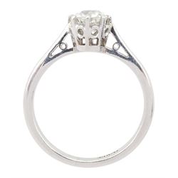 Platinum single stone old cut diamond ring, stamped, diamond approx 0.60 carat