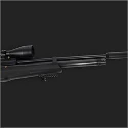 Hatsan AT44-10 air rifle, .22 cal, Max pressure 200 bar, serial number 041420511, fitted with 3-12x50 scope, L118cm