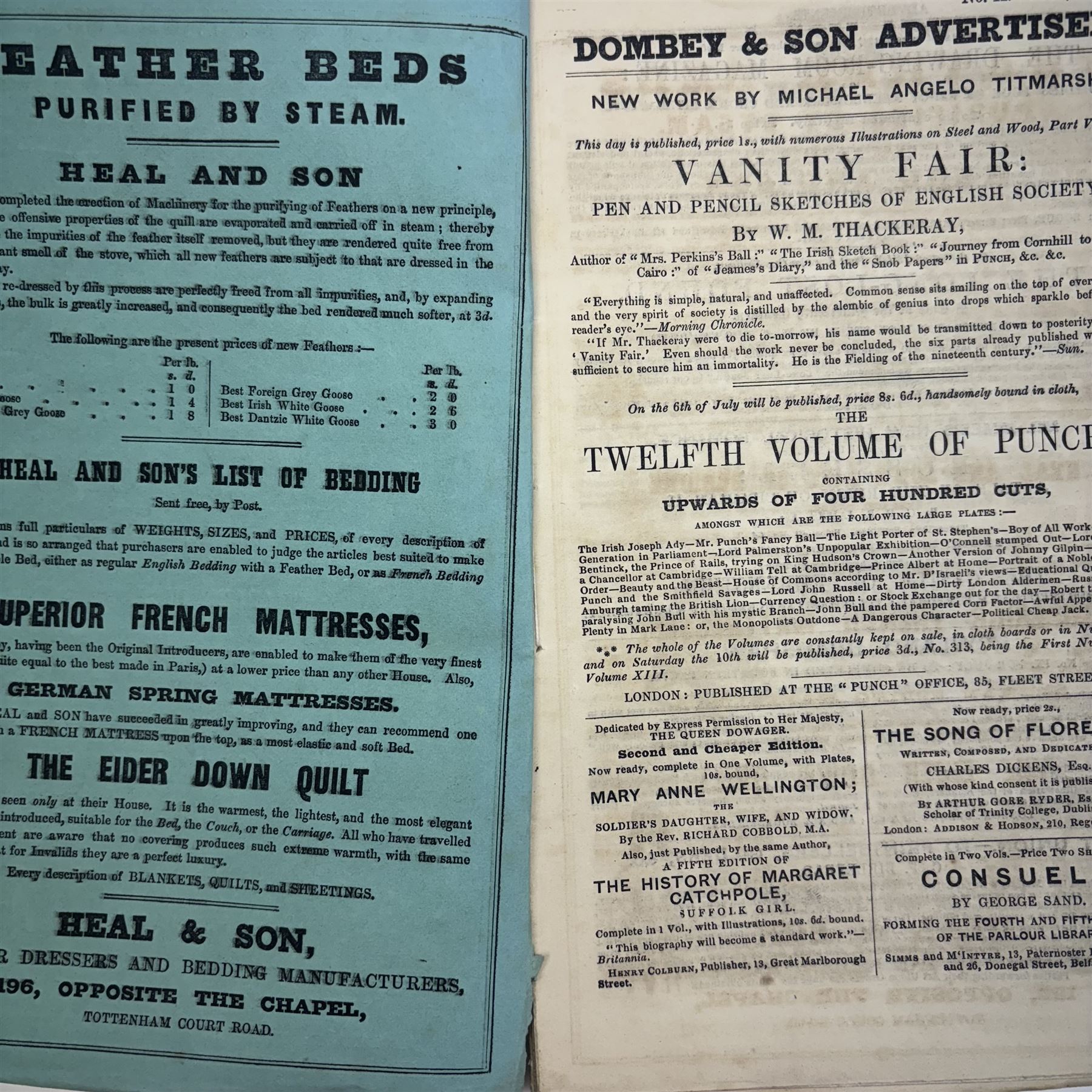 Dickens Charles periodicals; The Life and Adventures of Nicholas Nickleby, three volumes and  Dombey and Son, three volumes 