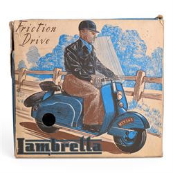 Mettoy friction drive Lambretta scooter no. 8134, the blue plastic scooter with cream hand...