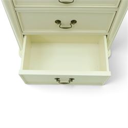 Laura Ashley - 'Clifton' tall pedestal chest, fitted with six graduating long drawers flanked by half-canted pilasters, raised on turned feet, in ivory finish
