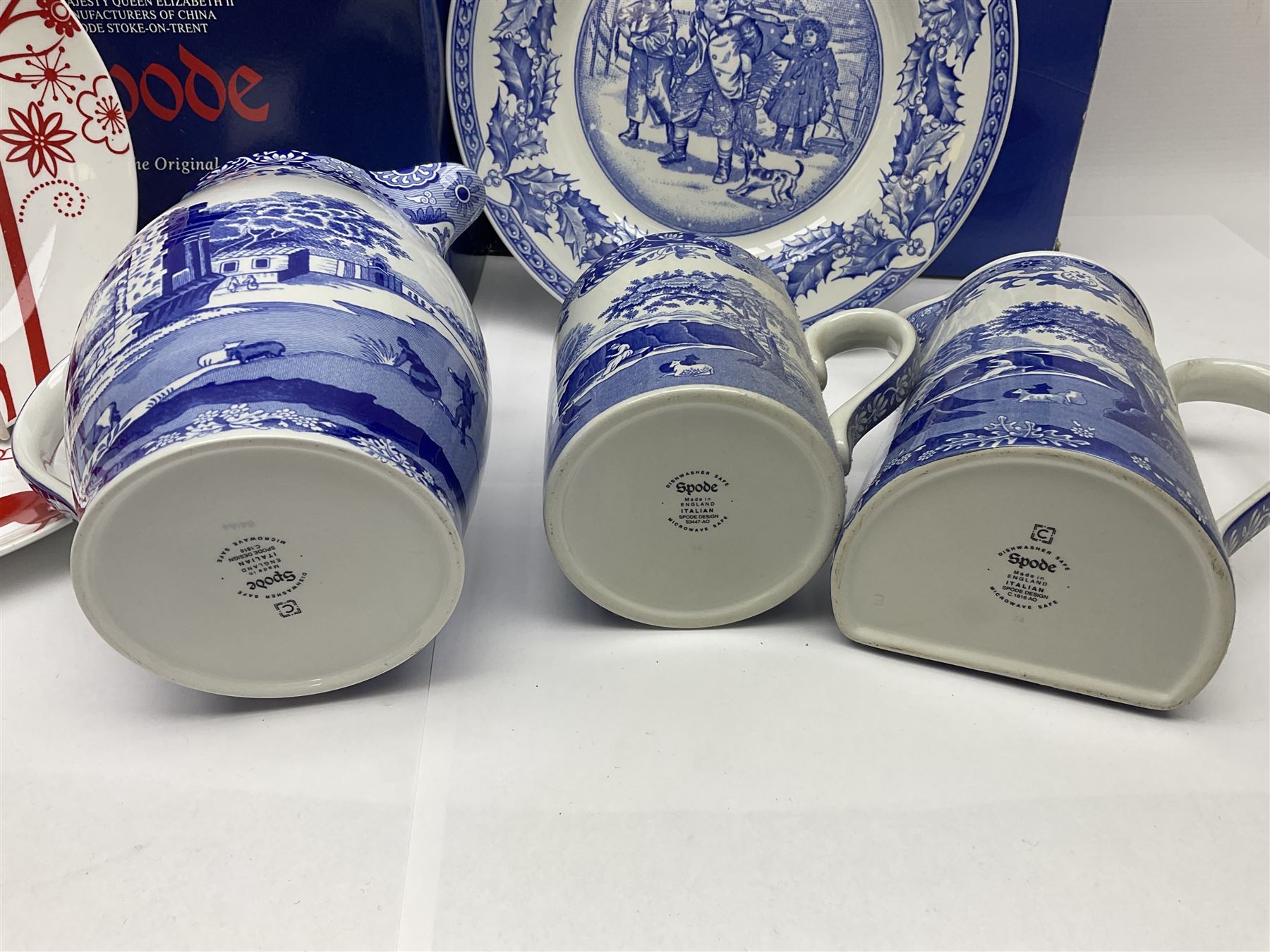 Collection of Spode, including Liverpool jug, mug and wall planter in Italian pattern etc 