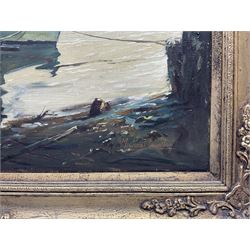 Michael Crawley (British 1938-): The Waterside, oil on canvas signed 45cm x 55cm 