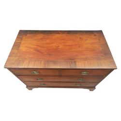 Early 19th century mahogany chest, fitted with short and two long drawers, crossbanded top, raised on bracket feet