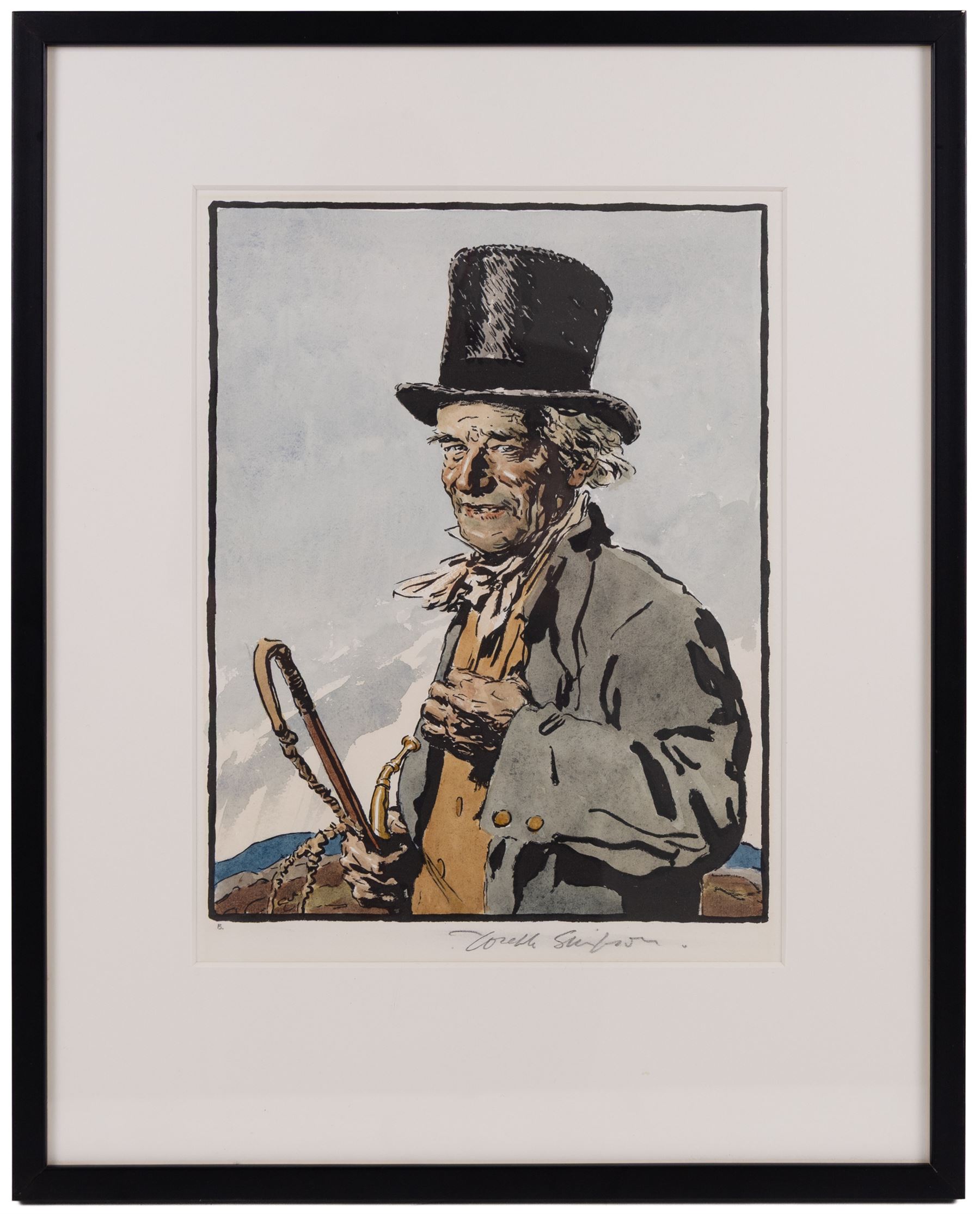 William Strang (Scottish 1859-1921): The Rt Hon Walter Runciman, large etching signed in pencil 41cm x 30.5cm; Joseph Simpson (British 1879-1939): Portrait of John Peel, lithograph signed in pencil, 34cm x 26cm (2)