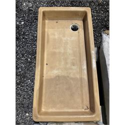 Two white enamel Belfast sinks and a shallow glazed stone sink - THIS LOT IS TO BE COLLECTED BY APPOINTMENT FROM DUGGLEBY STORAGE, GREAT HILL, EASTFIELD, SCARBOROUGH, YO11 3TX