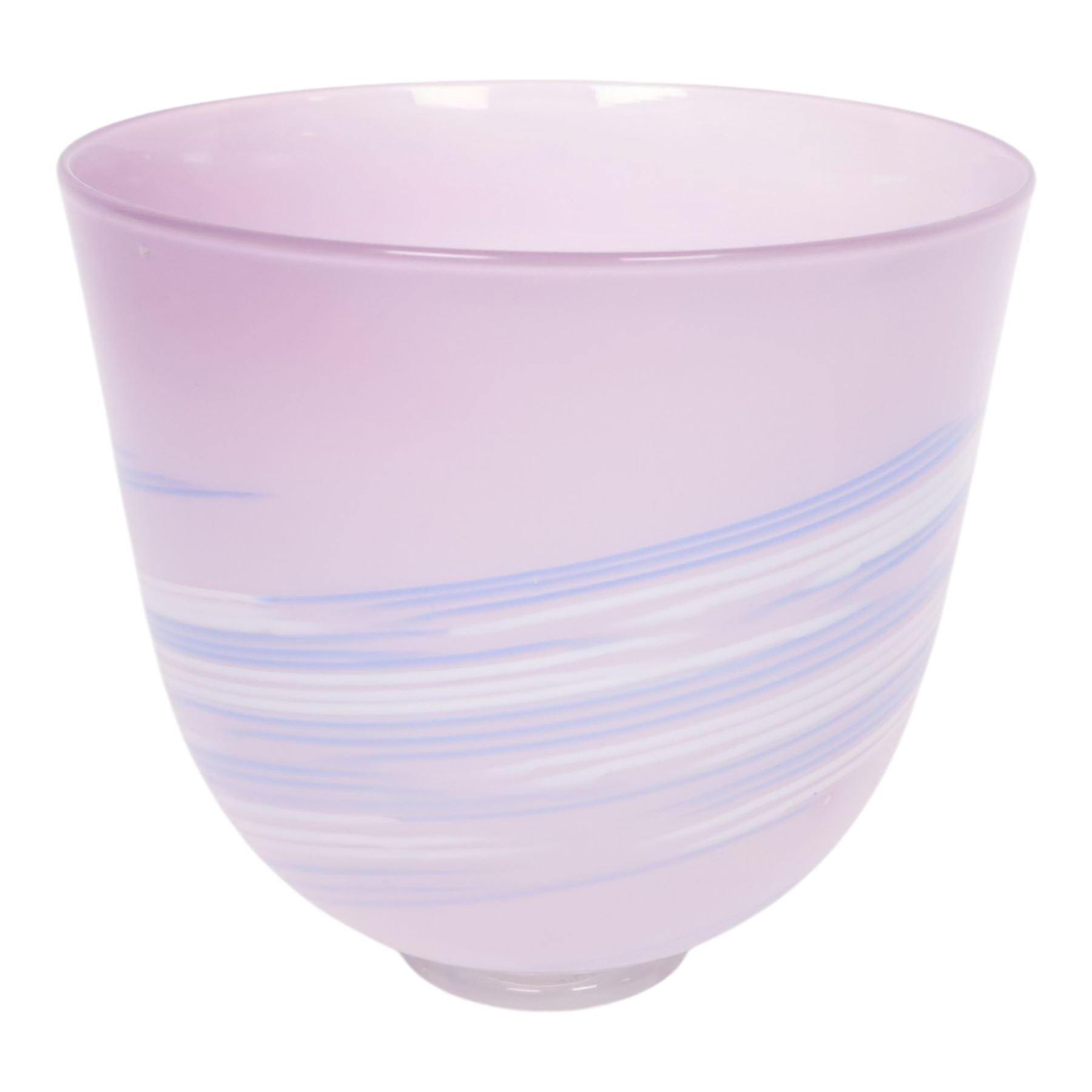 Glass vase, with lilac and vase swirls, indistinct signature beneath, together with Murano uranium glass dish