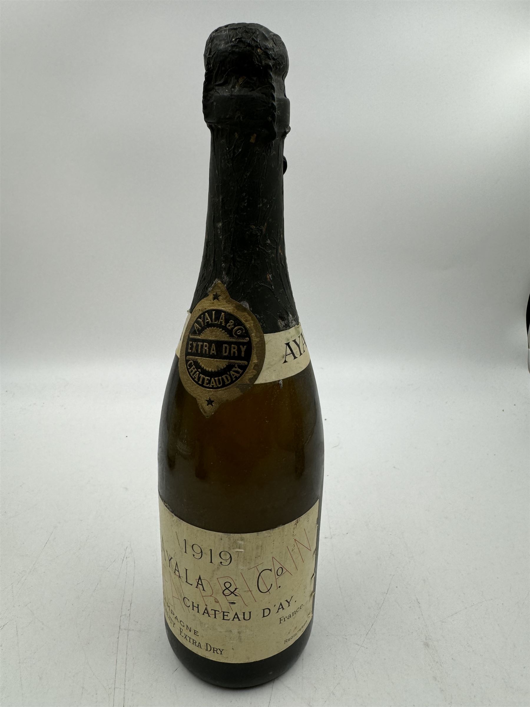 Mixed champagne; Chateau D'ay Ayala & Co 1919, Oudinot a Epernay, Antoine de Clevecy and Lanson Black Label, various contents and proof (4)
