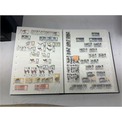 Great British and World stamps, including mostly used GB Queen Elizabeth II, New Zealand, Australia, Belgium, British Guiana, Canada, Chile, Cyprus, Denmark, Finland, Gambia, Germany, India, Liberia etc, stamp colour key, tweezers and various other stamp accessories, housed in various stockbooks, albums and loose, in one box