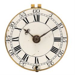 18th century verge fusee pocket watch movement by Andrew Dickie, Edinburgh, No. 1586, squa...