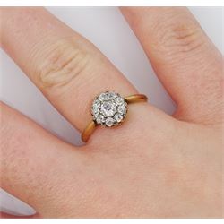 Edwardian 18ct gold old cut diamond cluster ring, Birmingham 1910, total diamond weight approx 0.30 carat