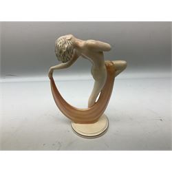 Katzhutte Hertwig & Co Art Deco style figure of a nude scarf dancer H28.5cm