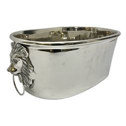 Contemporary plated ice bucket with lion mask handles, H16cm, L40cm