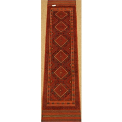 Meshwani red and blue ground runner rug, 255cm x 62cm  