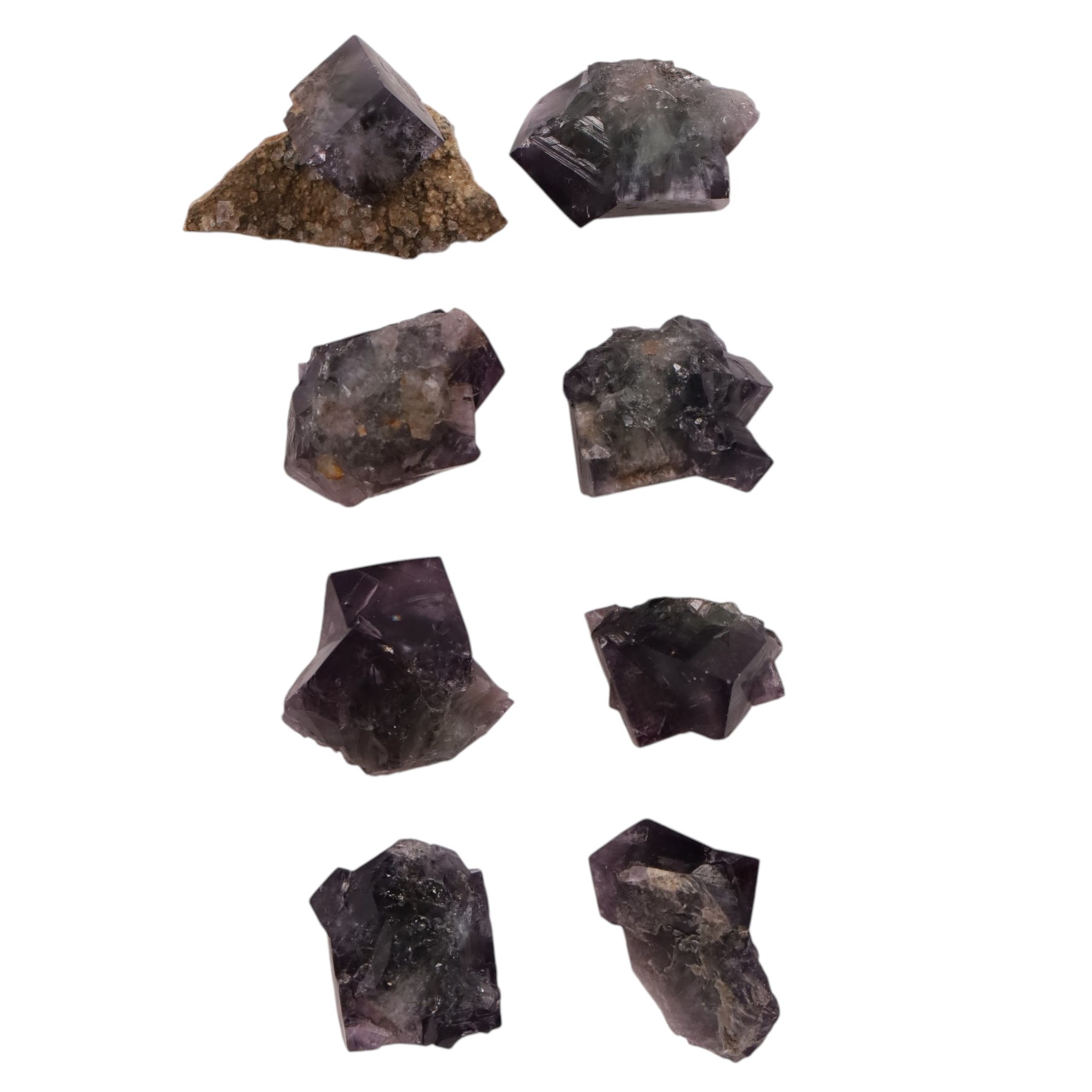 Purple fluorite Lady Annabella Mine, Purple Rain Pocket (Fairy Hole Vein), Weardale, Co. Durham. twenty four specimens  