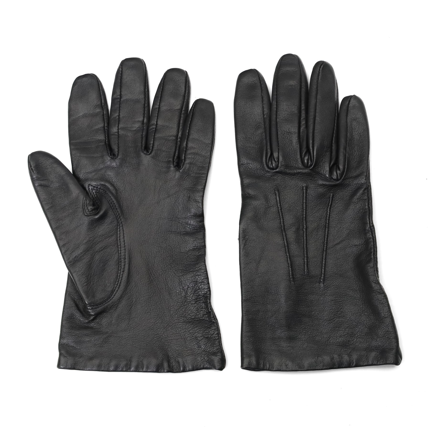 Harrods, Jaeger and others - five pairs of ladies’ leather gloves, comprising red Harrods studded gloves, brown Jaeger buttoned gloves and three further Italian pairs