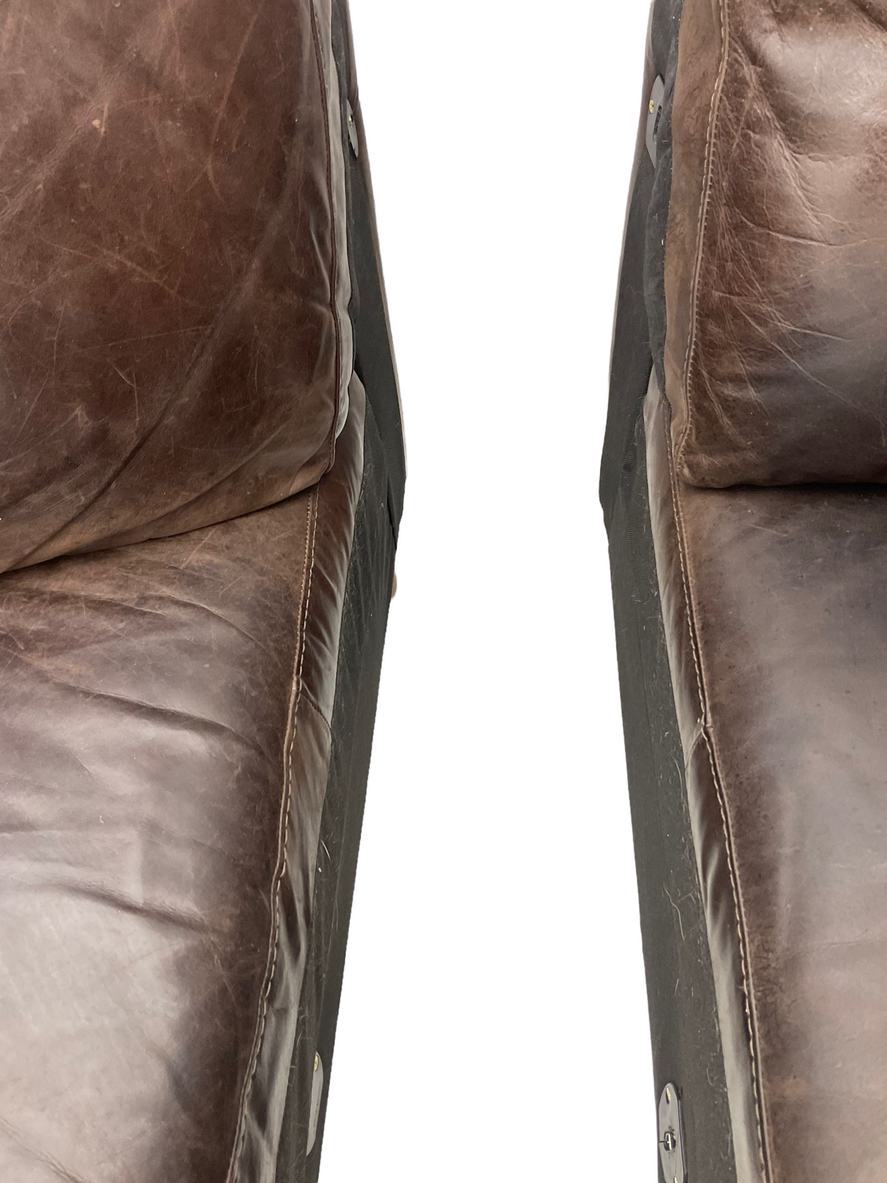 Sofitalia - corner sofa upholstered in tan waxed leather, with matching footstool 