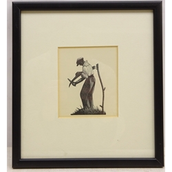  Man with a Scythe, woodblock print after Clare Leighton (British 1901-1989) 10.5cm x 9cm  