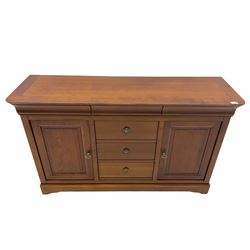 Grange Furniture cherry wood sideboard, fitted with three drawers and two cupboards
