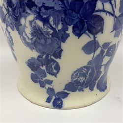 Doulton Burslem vase with fluted rim, in the Gloire-de-Dijon pattern H31cm