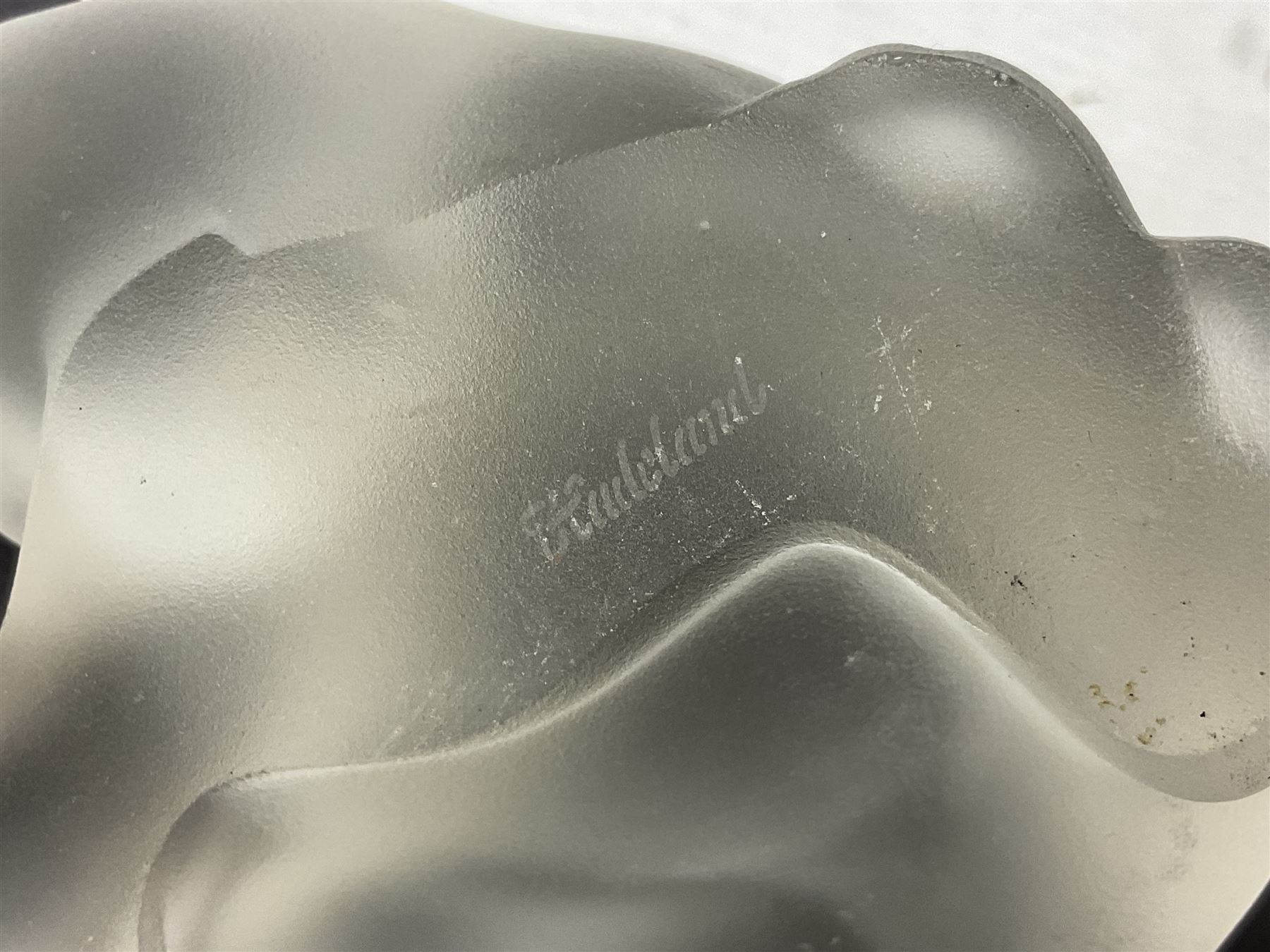 FM Ronneby Sweden large bear paperweight, together two glass penguins, one signed, small Hadeland bear and other glass animals. FM bear H9cm 